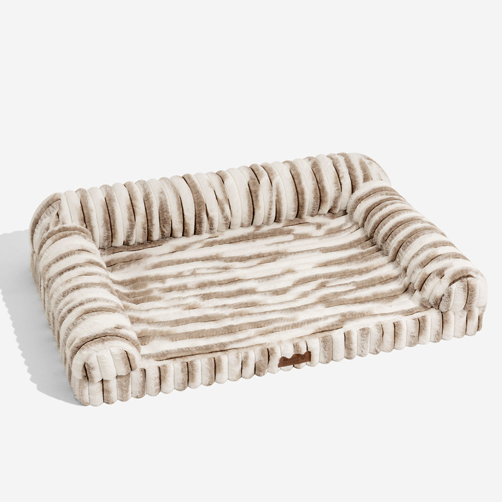 Lit orthopédique pour chien avec coussin moelleux à rayures luxe et confort
