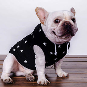 Sweatshirt à capuche pour animaux automne-hiver étoilé sans manches pour petits et moyens chiens