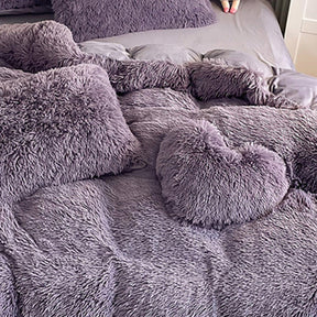 Parure de couette en peluche longue et épaisse chaude romantique et luxueuse