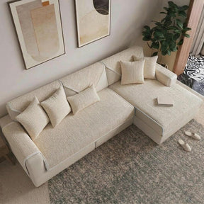 Housse de canapé sectionnelle en tissu chenille simple, étanche, antimicrobien et anti-rayures.