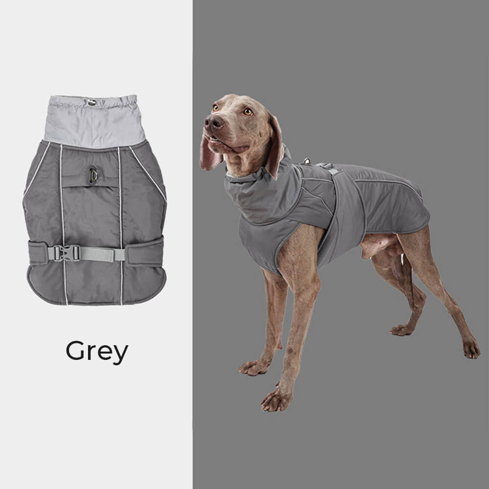 Veste imperméable chaude à col haut et réfléchissante pour chien