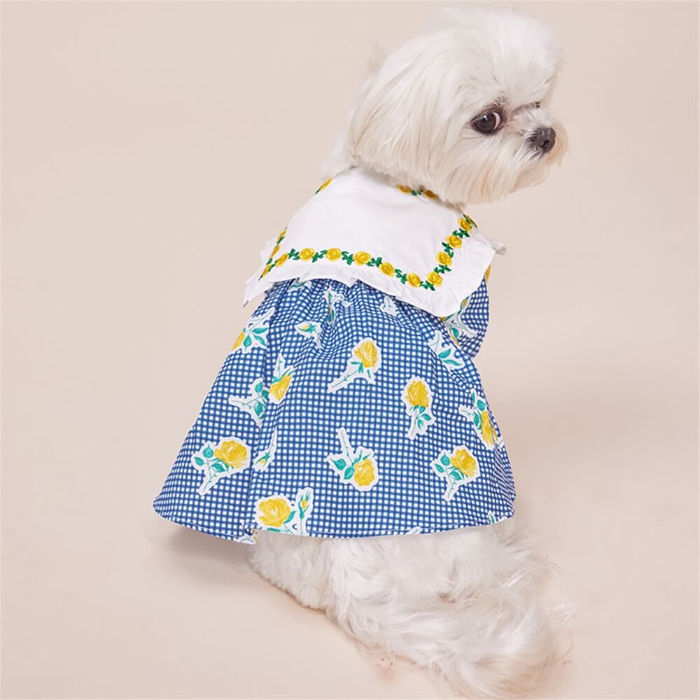 Robe pour Chien à Carreaux Vichy Fleuris