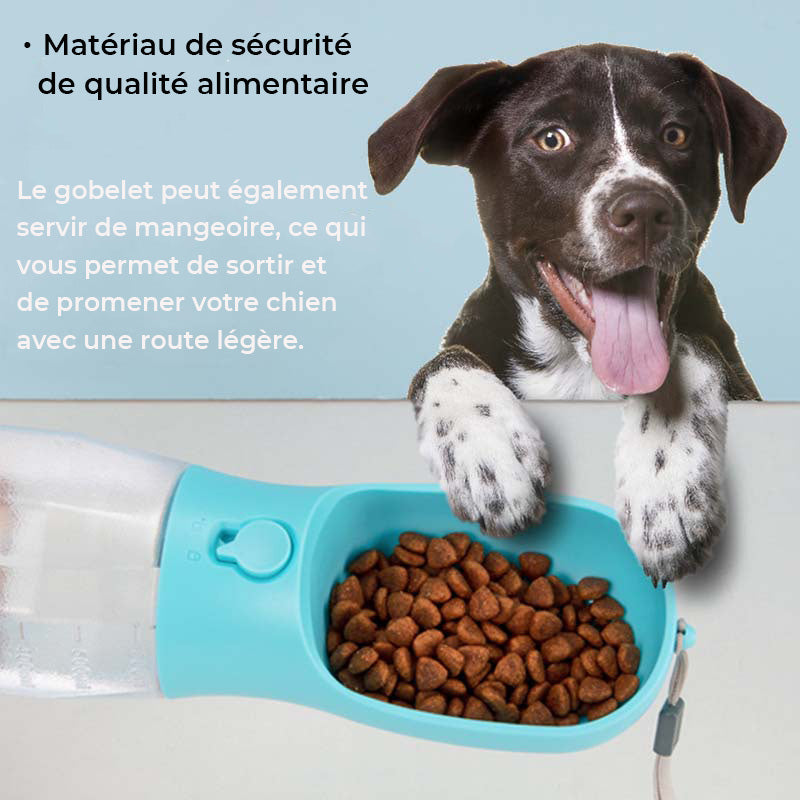 Bouteille d'eau portable pour chien 3 en 1 multifonctionnelle pour les promenades