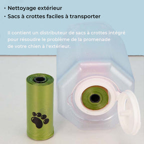 Bouteille d'eau portable pour chien 3 en 1 multifonctionnelle pour les promenades