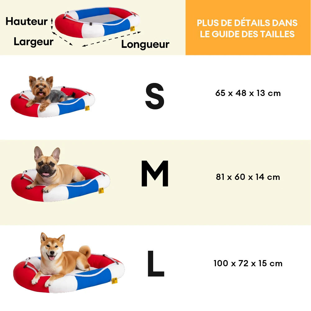 Lit pour animal en forme de bateau imperméable et rafraîchissant avec oreiller – Chill Raft