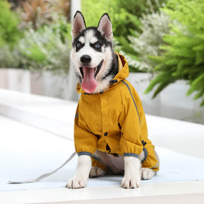 Imperméable Réglable pour Chien avec Capuche et Bande Réfléchissante