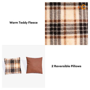 Lit orthopédique pour chien en peluche à carreaux vintage avec coussins - CozyLuxe