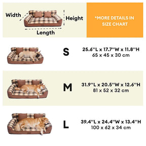 Lit orthopédique pour chien en peluche à carreaux vintage avec coussins - CozyLuxe