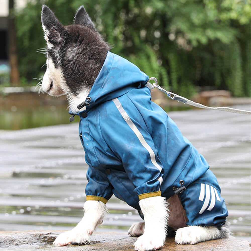 Imperméable Réglable pour Chien avec Capuche et Bande Réfléchissante