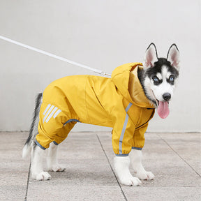 Imperméable Réglable pour Chien avec Capuche et Bande Réfléchissante