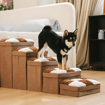 Escalier pour chien en plaid avec échiquier détachable, fait à la main, avec rangement - Marches pliables