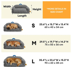Lit orthopédique pour chien en tissu damier épais et moelleux lavable - CheckMate