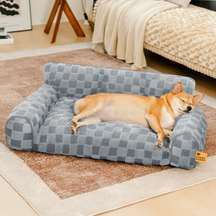 Lit orthopédique amovible en peluche à carreaux pour chien – CozyNest