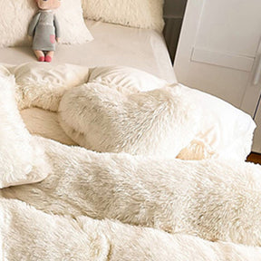 Parure de couette en peluche longue et épaisse chaude romantique et luxueuse