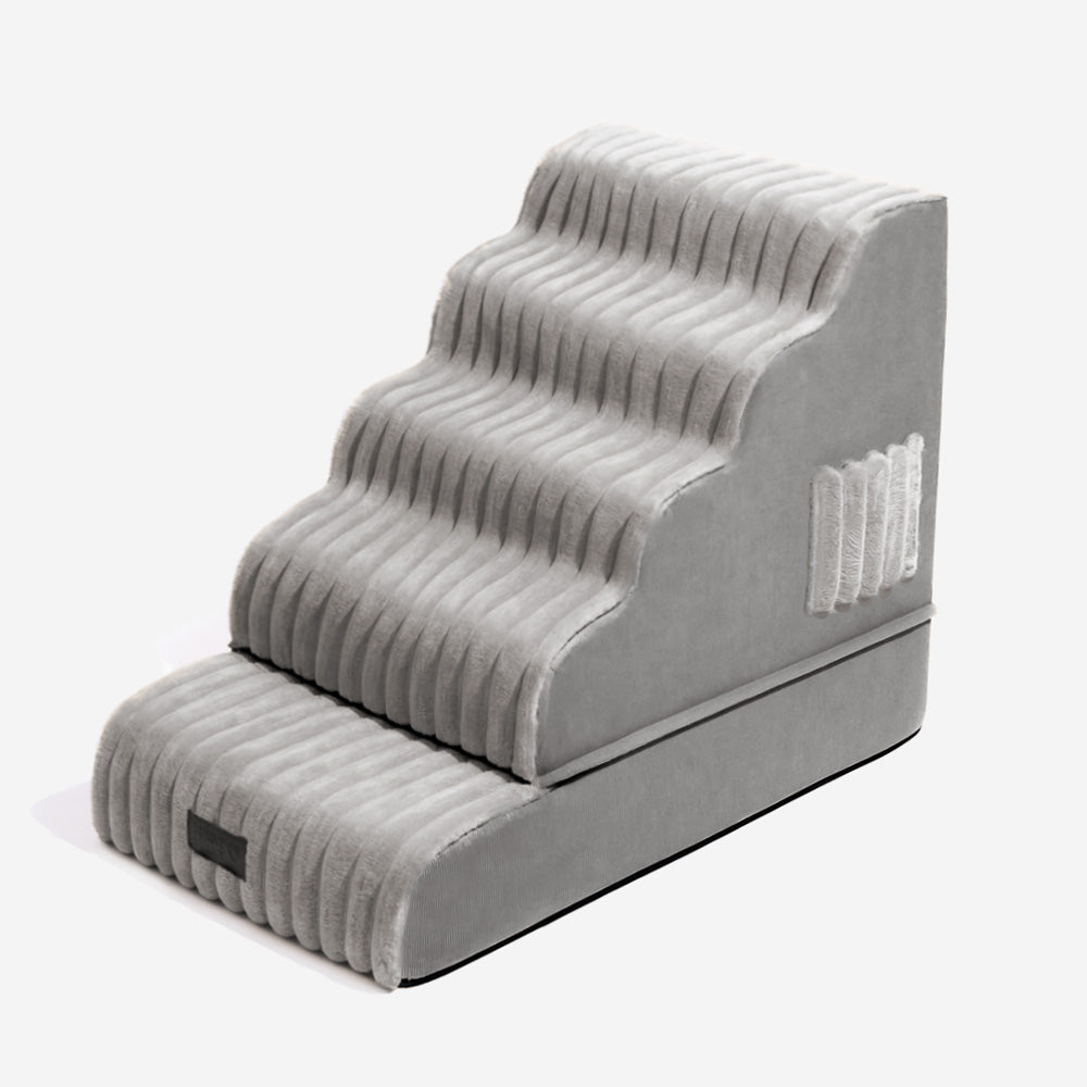 Escalier et lit pour animaux détachables en peluche moelleuse 2 en 1 - CreamyRamp