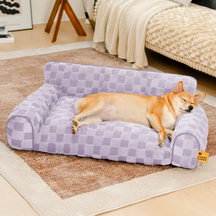 Lit orthopédique amovible en peluche à carreaux pour chien – CozyNest