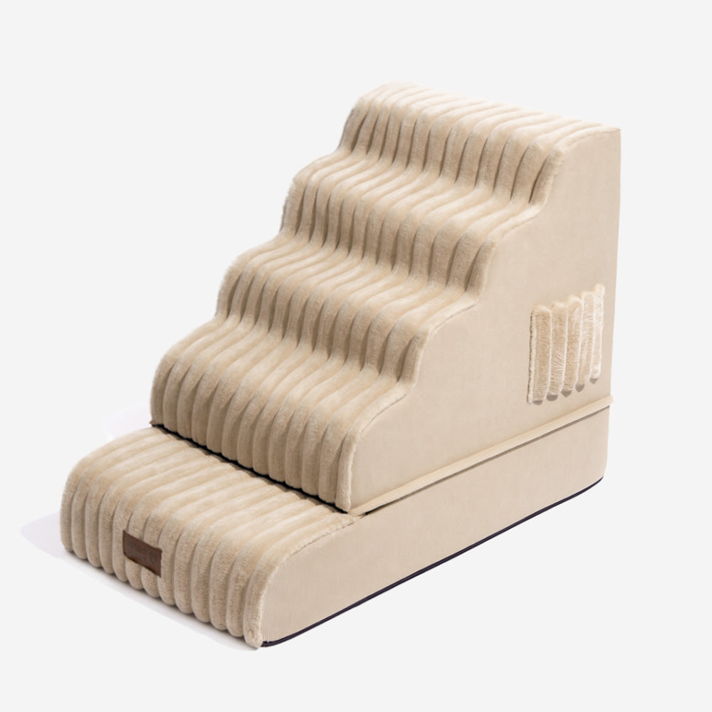 Escalier et lit pour animaux détachables en peluche moelleuse 2 en 1 - CreamyRamp