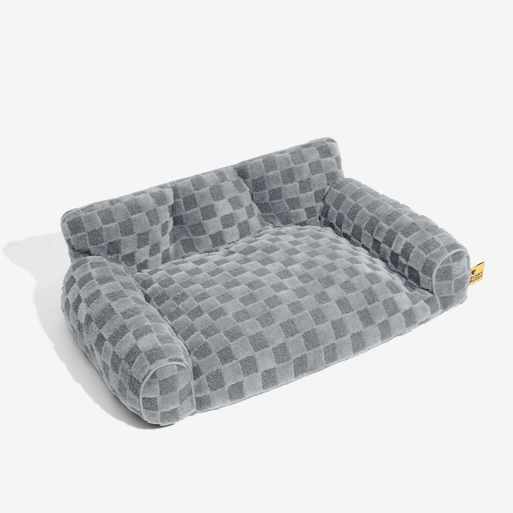 Lit orthopédique amovible en peluche à carreaux pour chien – CozyNest