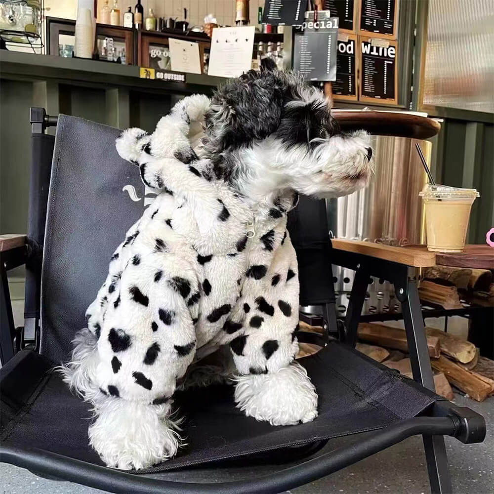 Sweat à capuche imprimé dalmatien pour chien vêtement d'hiver confortable et mignon