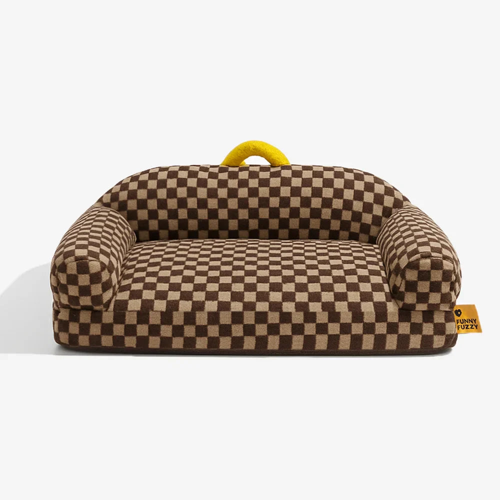 Lit orthopédique pour chien en tissu damier épais et moelleux lavable - CheckMate