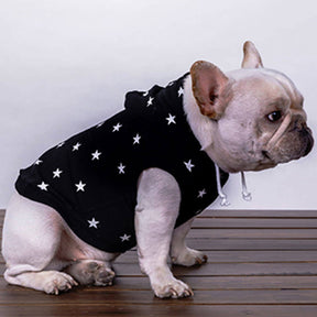 Sweatshirt à capuche pour animaux automne-hiver étoilé sans manches pour petits et moyens chiens