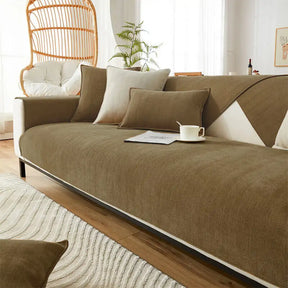 Housse de canapé en tissu chenille à chevrons imperméable et antisalissure