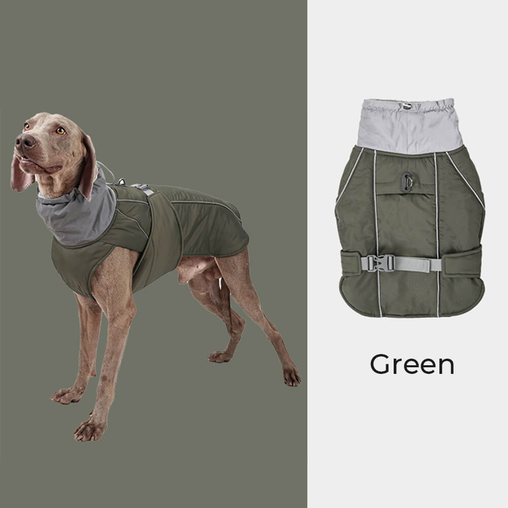 Veste imperméable chaude à col haut et réfléchissante pour chien