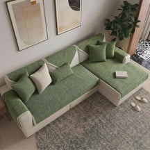 Housse de canapé sectionnelle en tissu chenille simple, étanche, antimicrobien et anti-rayures.