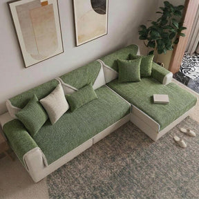Housse de canapé sectionnelle en tissu chenille simple, étanche, antimicrobien et anti-rayures.