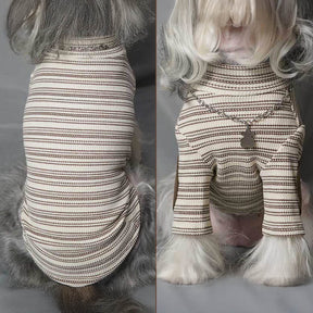 Pull en tricot extensible et chaud à rayures vintage chic pour chien