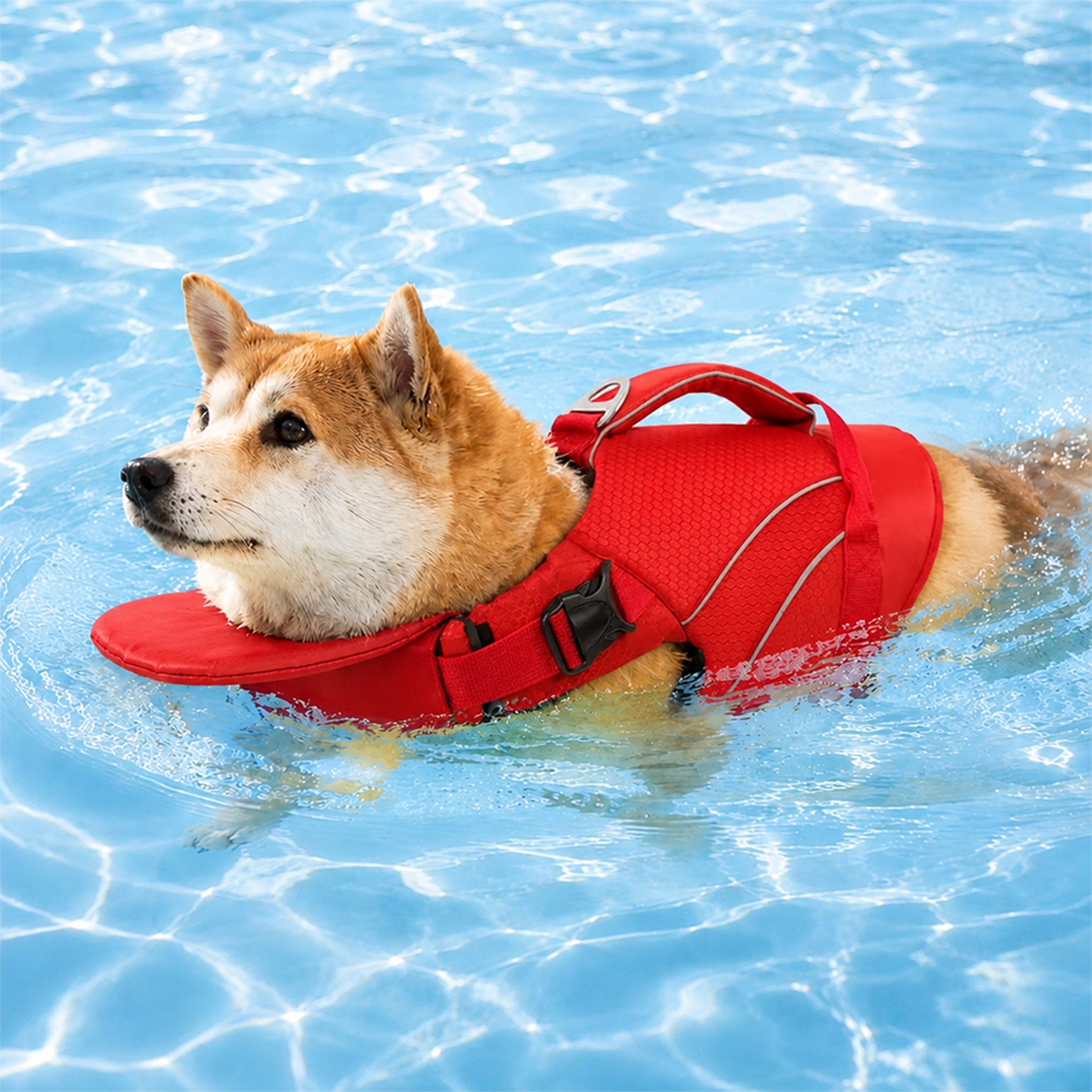 Gilet de sauvetage pour chien avec support de menton amovible