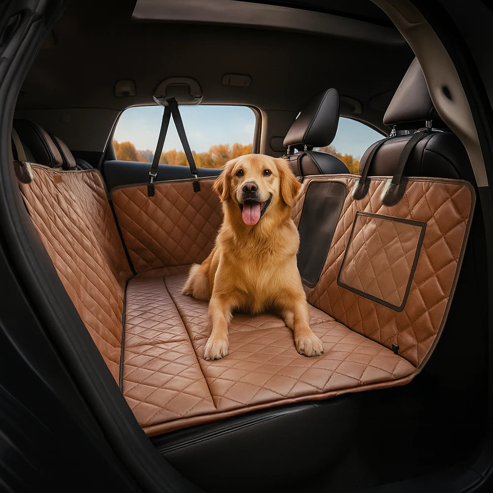 Housse de siège auto hamac pour chien en similicuir haut de gamme déperlante-RideProtector