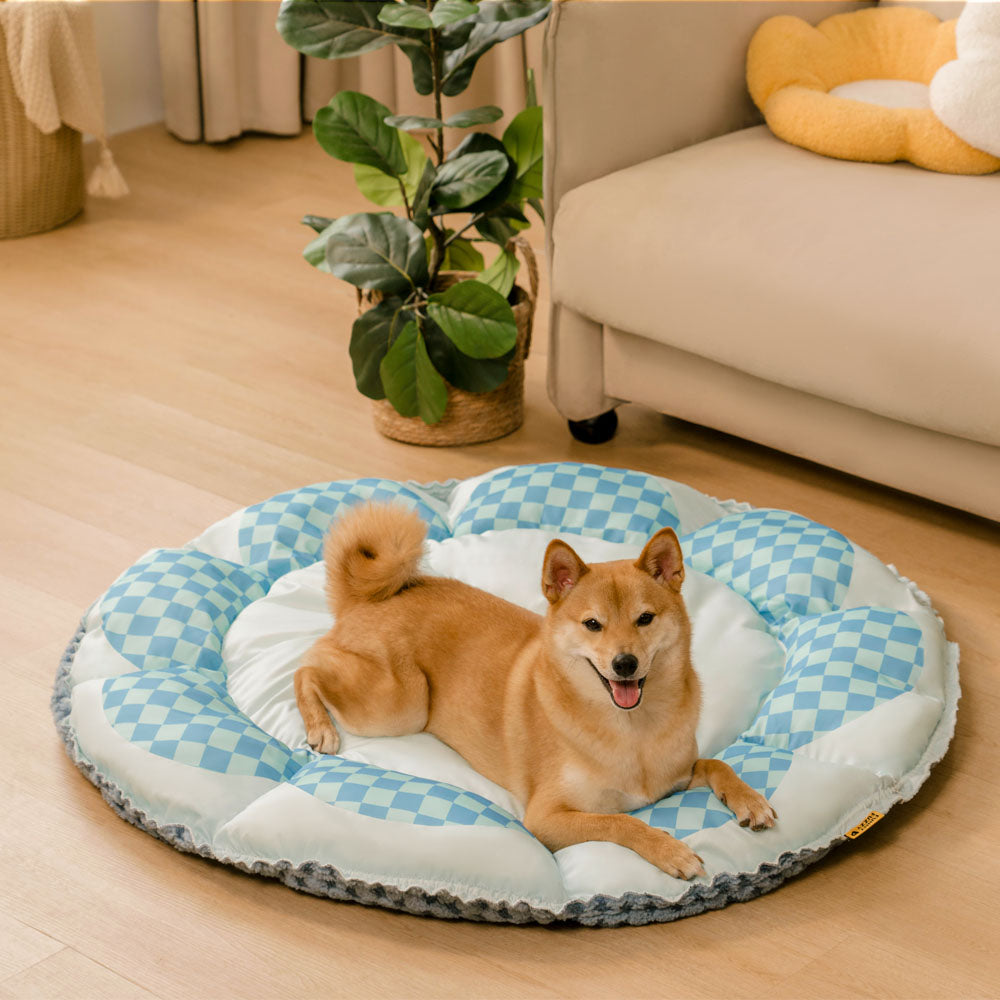 Matelas rond réversible pour chien à double face avec fonction refroidissante