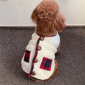 Veste d'hiver à carreaux pour chien avec écharpe festive et confortable pour les fêtes