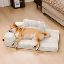 Lit orthopédique pour chien en velours côtelé anti-rayures amovible avec coussin - ComfySofa