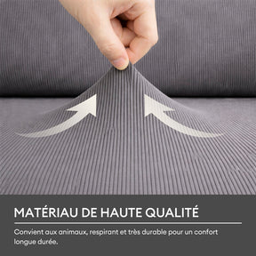 Housse de canapé d'angle extensible velours côtelé anti-rayures housse de canapé 3 places