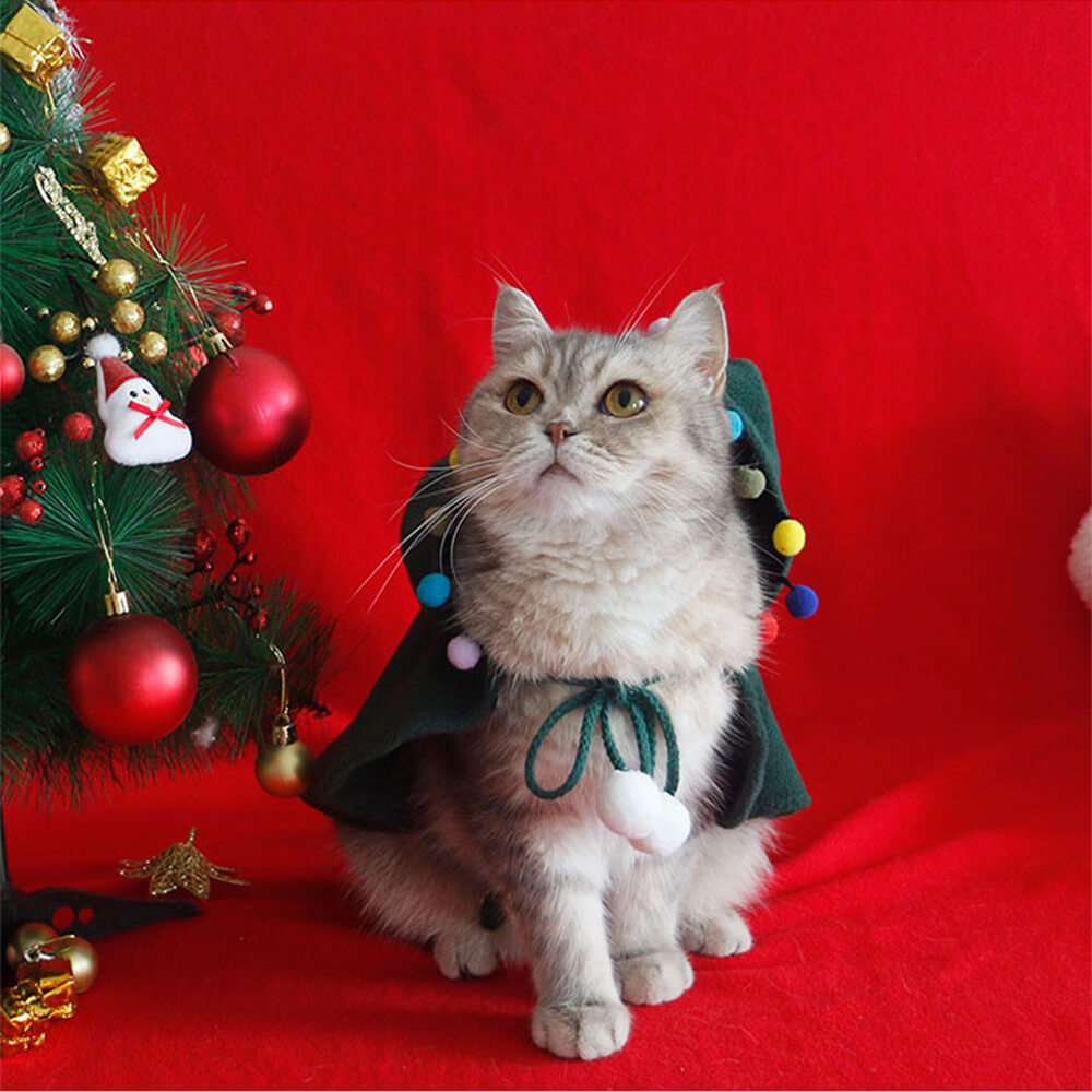 Poncho châle à capuche chic et chaud pour chien et chat de Noël