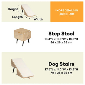 Rampe pour animaux 3-en-1 en velours côtelé confortable avec alliage renforcé et tabouret latéral – StepSure