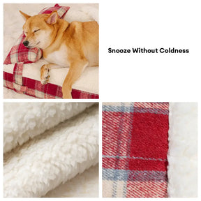 Lit pour chien orthopédique en peluche à carreaux vintage détachable avec coussin - Confort pour chiot