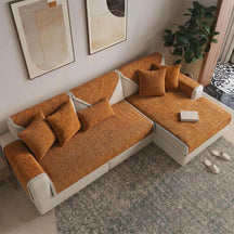 Housse de canapé sectionnelle en tissu chenille simple, étanche, antimicrobien et anti-rayures.