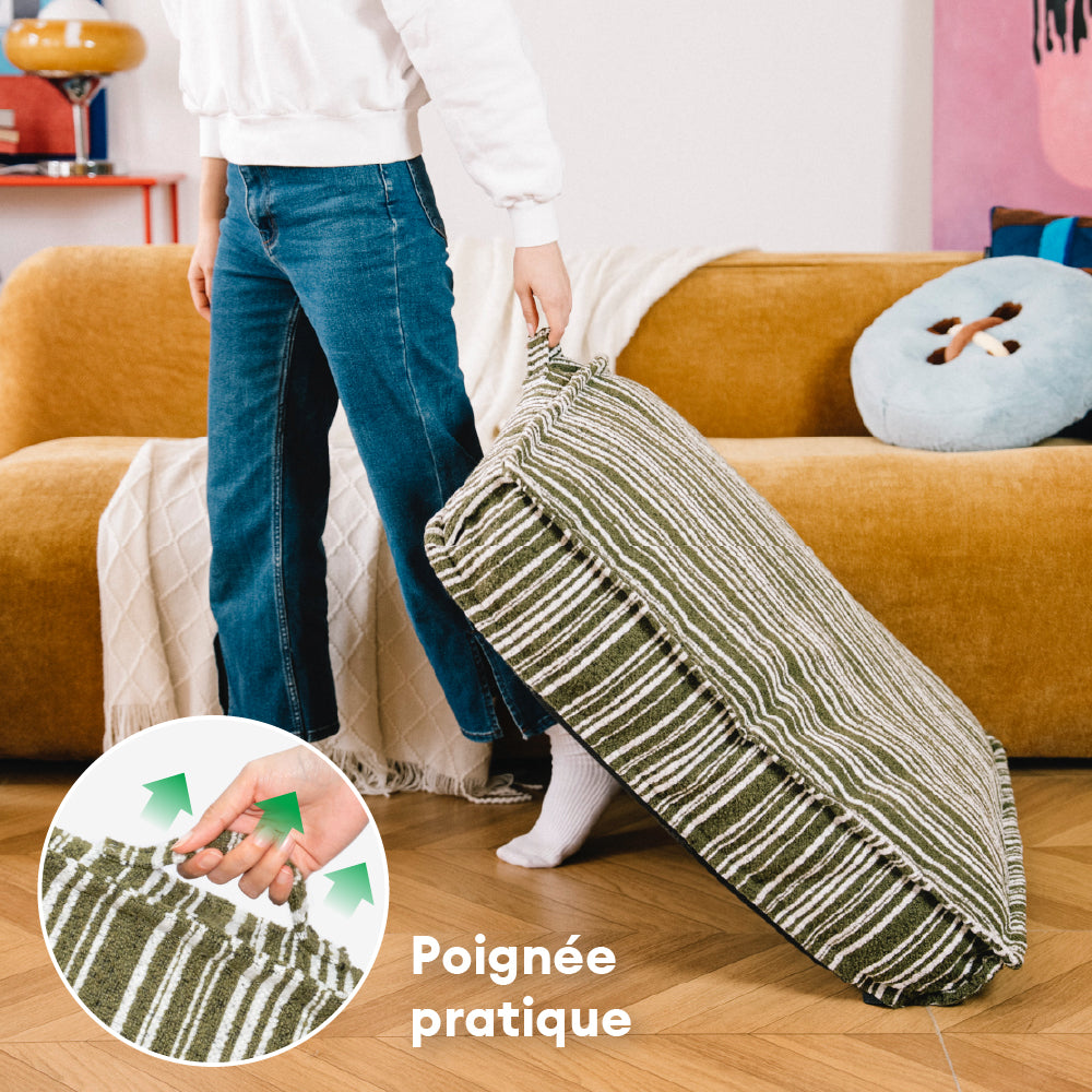 Pouf de rangement durable et lit pour chien - Funnyfuzzy SnugNest