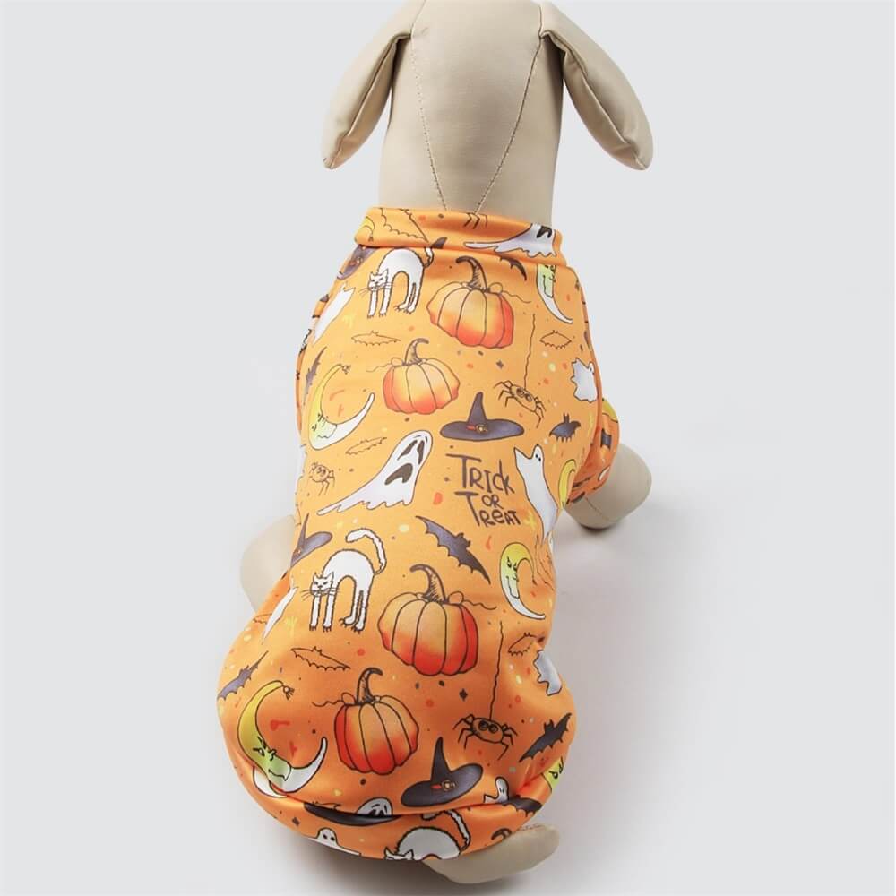 Costume Douillet pour Animaux en Motif Halloween | Design Citrouille & Fantôme pour Automne et Hiver