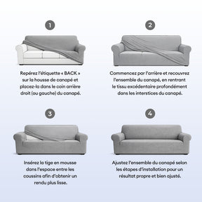 Housse de canapé extensible 3 place en tissu chevrons, pleine couverture, confortable et résistante aux griffures.