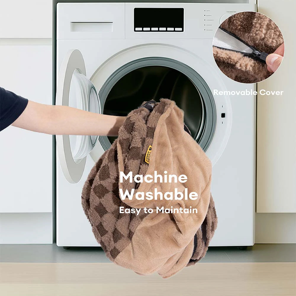 Lit orthopédique pour chien en peluche à motifs checkered – CloudNooki