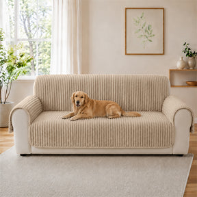 Housse fauteuil de canapé en une seule pièce non glissante, douce et adaptée aux animaux - Rayures