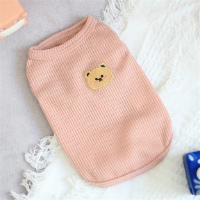 Adorable chemise pour chien en tricot gaufré avec motif ours – Confortable et élégante à porter au quotidien