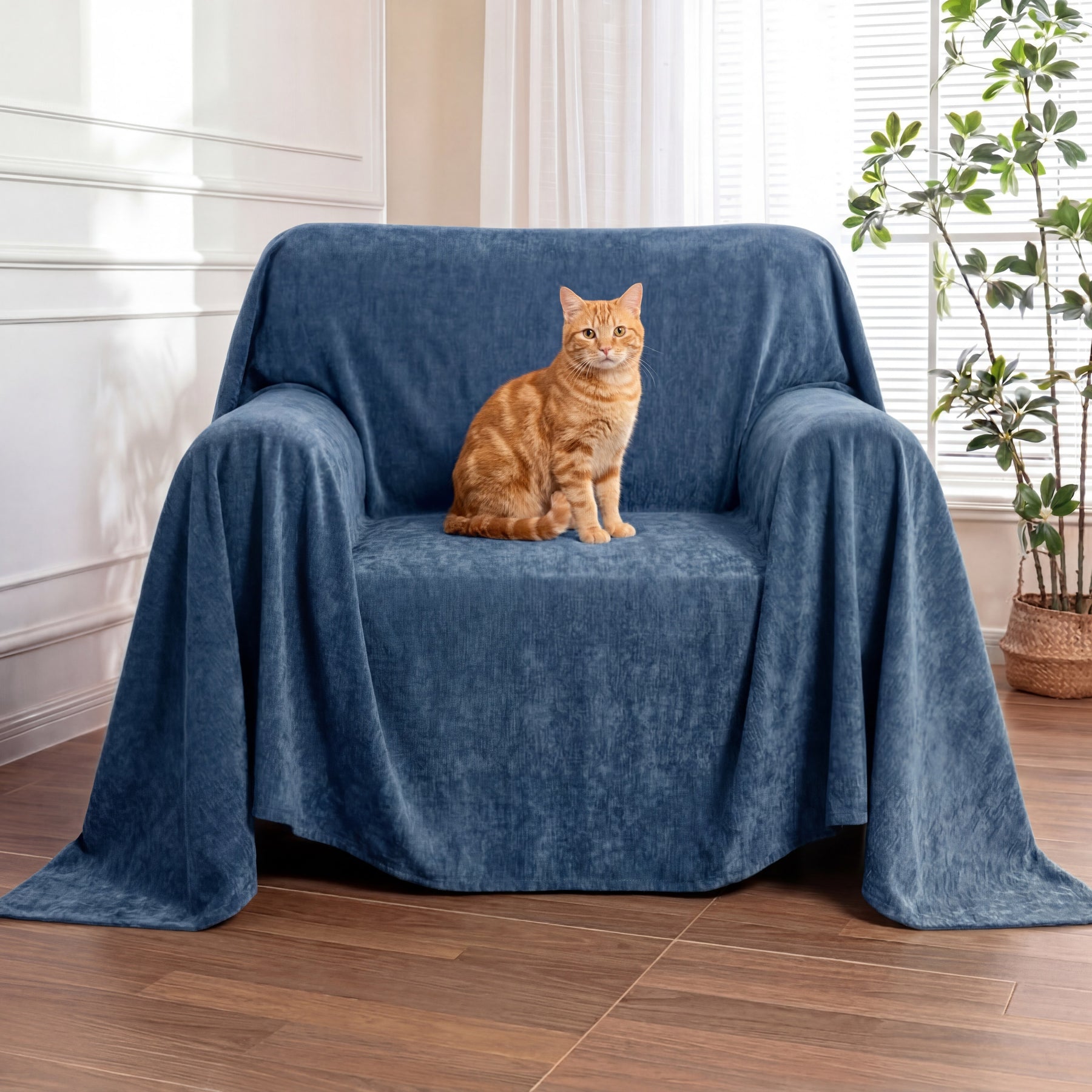 Jeté de canapé Housse de fauteuil, canapé imperméable résistante aux rayures et sans peluches