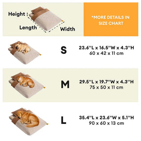 Lit orthopédique pour chien couvert en peluche rayée avec oreiller - FluffyWarm