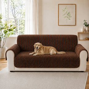 Housse fauteuil de canapé en une seule pièce non glissante, douce et adaptée aux animaux - Rayures