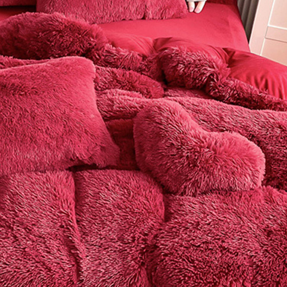 Parure de couette en peluche longue et épaisse chaude romantique et luxueuse